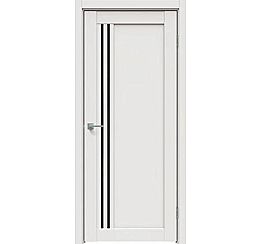 Дверь межкомнатная  "Concept-604" Белоснежно матовый, стекло Лакобель черное