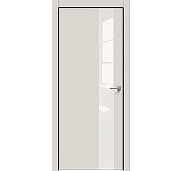 Дверь межкомнатная  "Concept-703" Лайт грей стекло Лакобель белый, кромка-чёрная матовая
