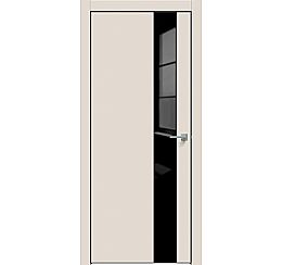 Дверь межкомнатная "Concept-703" Магнолия, вставка Лакобель чёрный, кромка-чёрная матовая