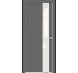 Дверь межкомнатная  "Concept-703" Медиум грей стекло Лакобель белый, кромка-матовый хром