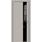 Дверь межкомнатная "Concept-703" Шелл грей, вставка Лакобель чёрный, кромка-чёрная матовая