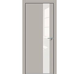 Дверь межкомнатная  "Concept-703" Шелл грей стекло Лакобель белый, кромка-чёрная матовая