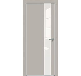 Дверь межкомнатная  "Concept-703" Шелл грей стекло Лакобель белый, кромка-матовый хром