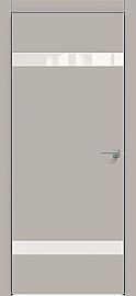 Дверь межкомнатная "Concept-704" Шелл грей, вставка Лакобель белый, кромка-матовый хром