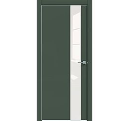 Дверь межкомнатная  "Design-703" Дарк грин стекло Лакобель белый, кромка-матовый хром