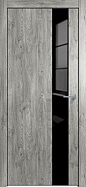 Дверь межкомнатная "Future-703" Дуб винчестер серый, вставка Лакобель чёрный, кромка-чёрная матовая