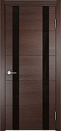 Дверь межкомнатная "Турин 06" Дуб графит вералинга стекло Лакобель чёрный