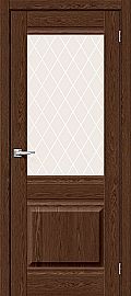 Дверь межкомнатная из эко шпона «Прима-3» Brown Dreamline стекло White Сrystal