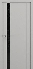 Дверь межкомнатная из эко шпона «S-26» Серый матовый остекление Лакобель чёрный