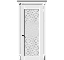 Дверь межкомнатная К "Гармония-Н" Эмаль белая стекло Белое матовое Кристалл