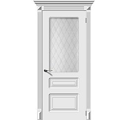 Дверь межкомнатная К "Трио" Эмаль белая стекло Белое матовое Кристалл