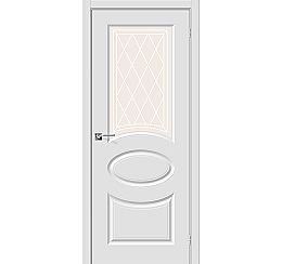 Дверь межкомнатная из ПВХ "Скинни-21" Белый остекление художественное