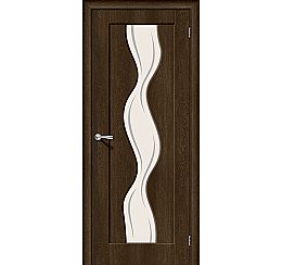 Дверь межкомнатная из ПВХ "Вираж-2" Dark Barnwood остекление Art Glass