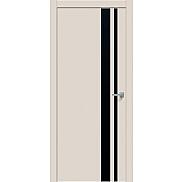 Дверь межкомнатная "Concept-712" Магнолия, вставка Лакобель чёрная, кромка-ABS