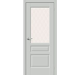 Дверь межкомнатная «Неоклассик-35» Gray Matt остекление White Сrystal