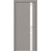 Дверь межкомнатная "Future-702" Дуб Серена каменно-серый, вставка Лакобель белый, кромка-чёрная матовая