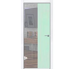 Дверь межкомнатная INVISIBLE-800 Зеркало, Лакобель белый Back, кромка-матовый хром