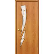 Ламинированная межкомнатная дверь "8Ф" Миланский орех остекление художественное с элементами фьюзинга