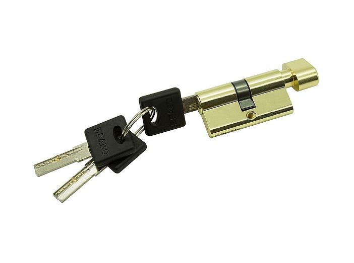 Цилиндр ключ/фиксатор Bravo AРF-60-30/30 G Золото (алюм., 3 ключа)