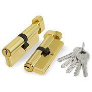 Цилиндровый механизм (100 ZM/60) 1000ZMKnob60(25+10+25) PB латунь 5Key с вертушкой