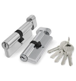 Цилиндровый механизм (100 ZM/60) 1000ZMKnob60(25+10+25) CP хром 5Key с вертушкой