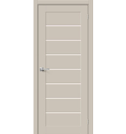 Дверь межкомнатная Браво-22 ПЭТ, Cream Silk, остекленная, magic fog, царговая