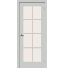 Дверь межкомнатная Прима-11.1 ПЭТ, Grey Silk, остекленная, magic fog, царговая