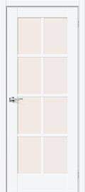 Дверь межкомнатная Прима-11.1 ПЭТ, White Silk, остекленная, magic fog, царговая