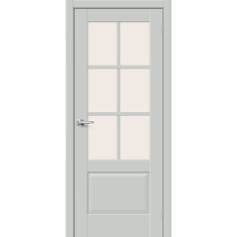 Дверь межкомнатная Прима-13.0.1 ПЭТ, Grey Silk, остекленная, magic fog, царговая