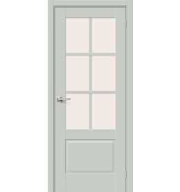 Дверь межкомнатная Прима-13.0.1 ПЭТ, Grey Silk, остекленная, magic fog, царговая