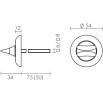 tumb 2 - Ручка поворотная BKW8x50.R.HMR54 PLASTIC (HMR8x50) CP хром