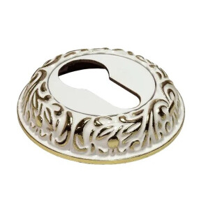 Накладка на замок под евроцилиндр Morelli MH-KH-CLP W/PG Белая эмаль/Золото