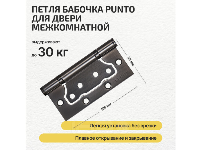 Петля универсальная без врезки IN4200W GR (200-2B 100x2,5) графит
