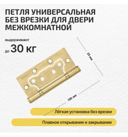 Петля универсальная без врезки «200-2B» 100x2,5 SB МатЗолото