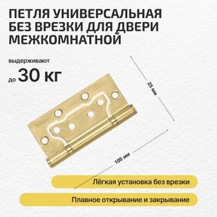 Петля универсальная без врезки «200-2B» 100x2,5 SB МатЗолото