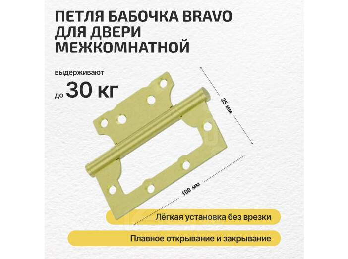 Петля без врезки стальная HFS-1-2B 100*75*2,5 Sgold