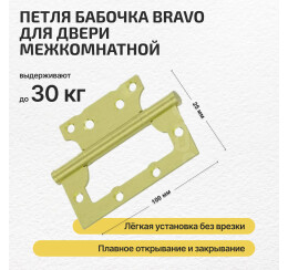 Петля без врезки стальная HFS-1-2B 100*75*2,5 Sgold