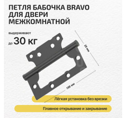 Петля без врезки стальная HFS-1-2B 100*75*2,5 SGraphite