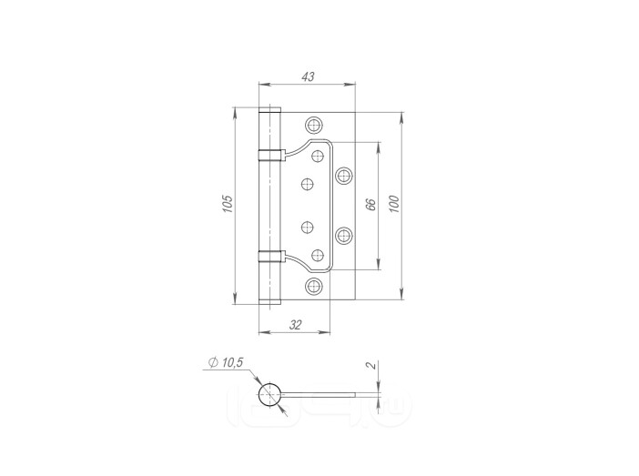 Петля универсальная без врезки IN4300W SN (300-2BB 100x2) мат. никель