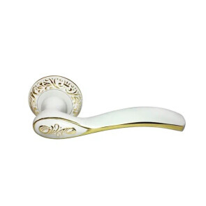 Ручка на круглой розетке Morelli CATHERINE MH-36-CLP W/PG белая эмаль/золото