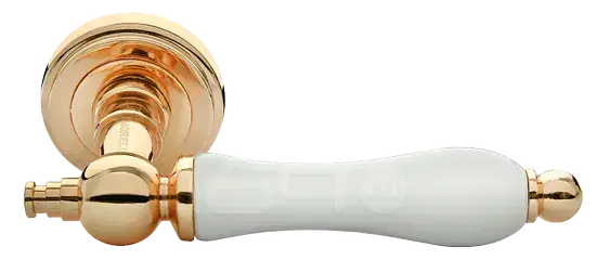 Ручка на круглой розетке Morelli MART MH-42-CLASSIC PG/W золото/белый