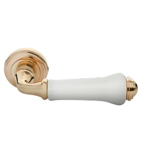 Ручка на круглой розетке Morelli UMBERTO MH-41-CLASSIC PG/W золото/белый