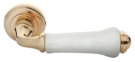 Ручка на круглой розетке Morelli UMBERTO MH-41-CLASSIC PG/W золото/белый