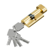 Цилиндр ключ/фиксатор FAB-6.3S 56(28/28) SGold (алюм., 5 ключей)