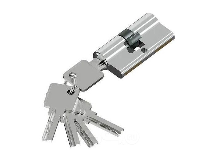 Цилиндр ключ/ключ KAB-6.3S 56(28/28) Chrome (алюм., 5 ключей)