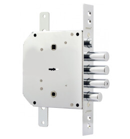 Замок врезной сувальдный с задвижкой и защёлкой ЗВ9-6 ПКТЗ с тягами (прав.), 5 кл. /77404/