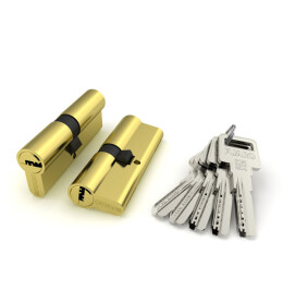 Цилиндровый механизм «R600/70 mm-BL» (30+10+30) PB Латунь 5 кл. Блистер