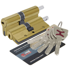 Цилиндровый механизм под вертушку «Cisa AP4S 0P3S2-07.66» (60 мм/25+10+25) Латунь