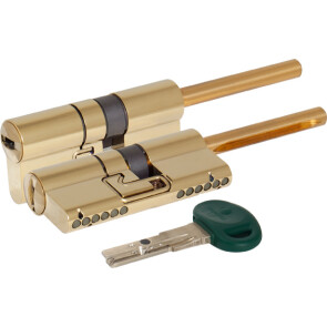 Цилиндровый механизм под вертушку (дл. шток) «C31P513101LC5» (82 мм/46+10+26) Латунь (PVD)