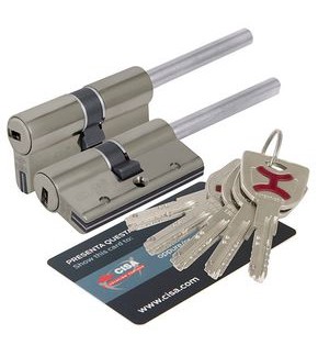 Цилиндровый механизм под вертушку (дл. шток) «Cisa AP4S 0P3S7-07.12» (60 мм/25+10+25) Никель